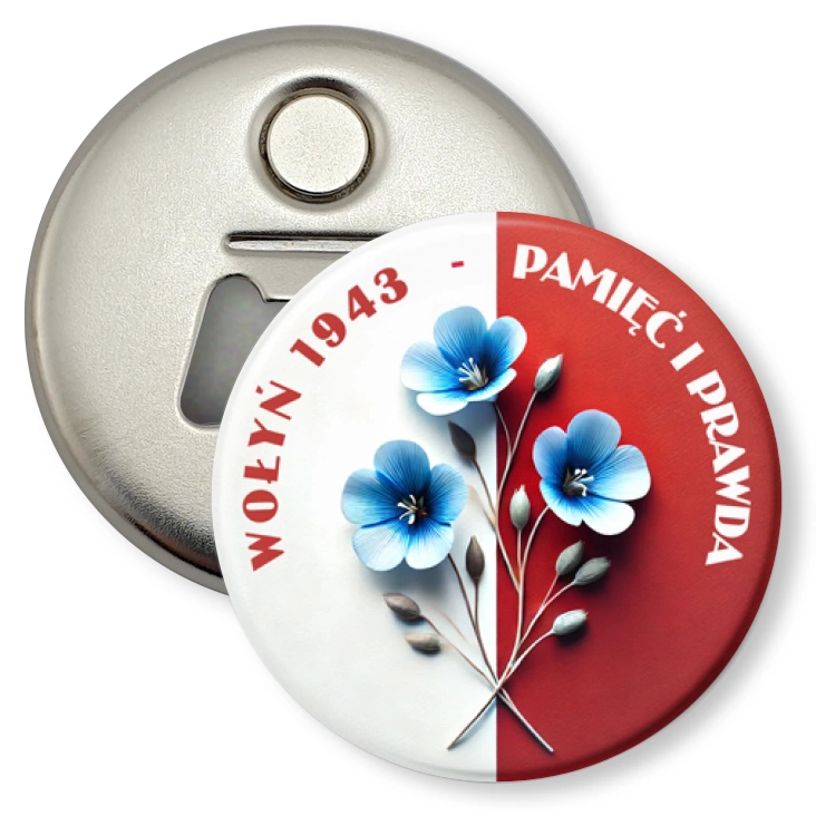przypinka otwieracz-magnes Pamięć i prawda Wołyń 1943
