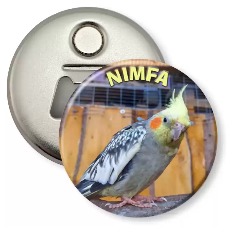 przypinka otwieracz-magnes Papuga Nimfa