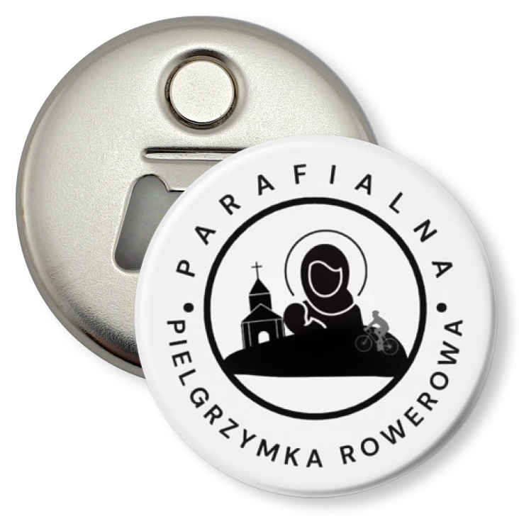 przypinka otwieracz-magnes Parafialna pielgrzymka rowerowa Wieruszów - Podzamcze