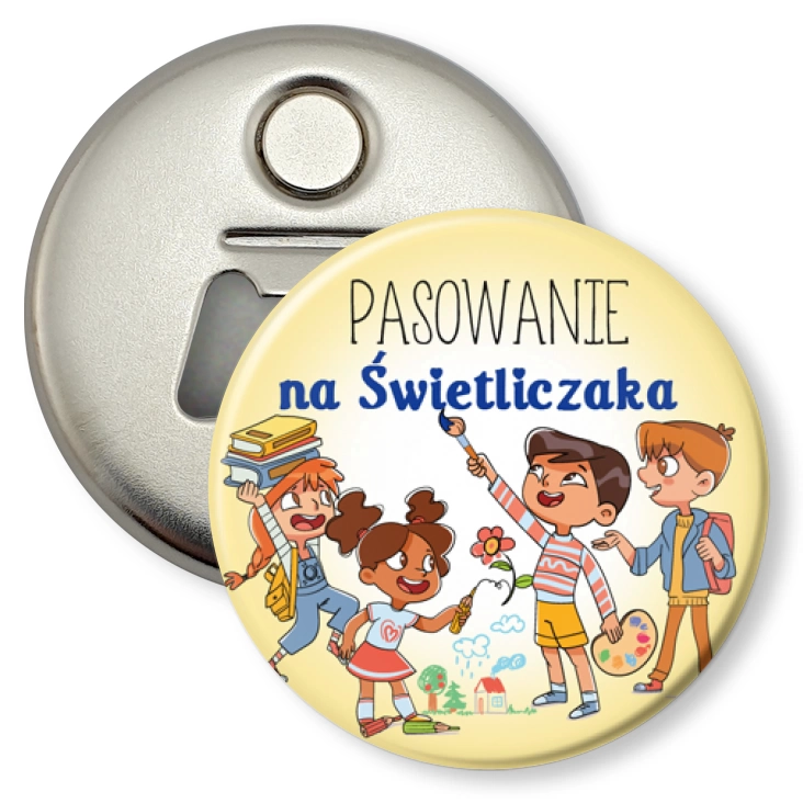 przypinka otwieracz-magnes Pasowanie na Świetliczaka