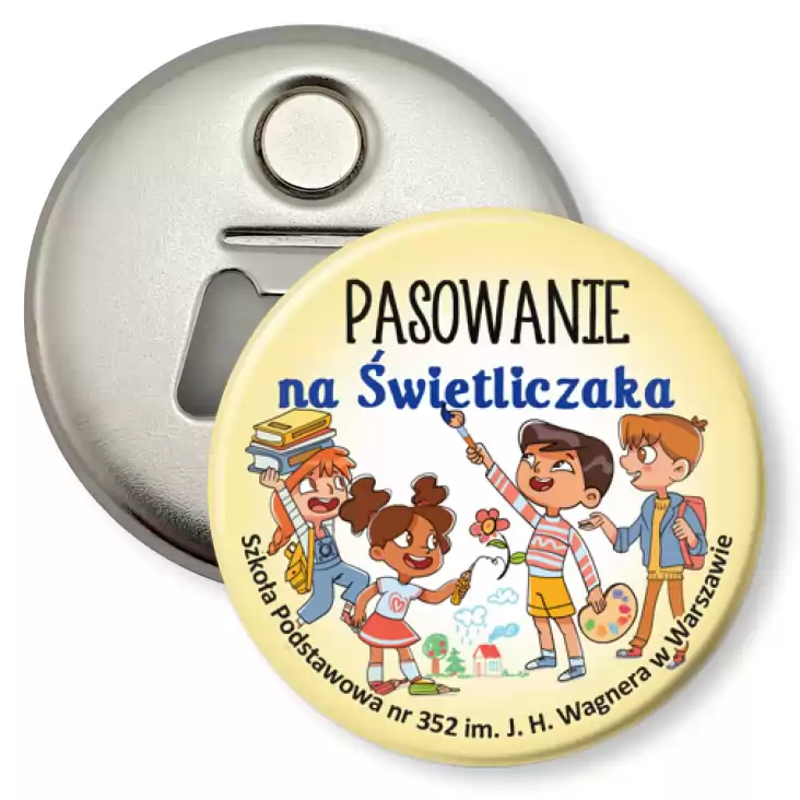 przypinka otwieracz-magnes Pasowanie na Świetliczaka SP 352 w Warszawie