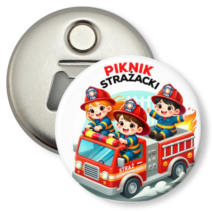 przypinka otwieracz-magnes Piknik strażacki