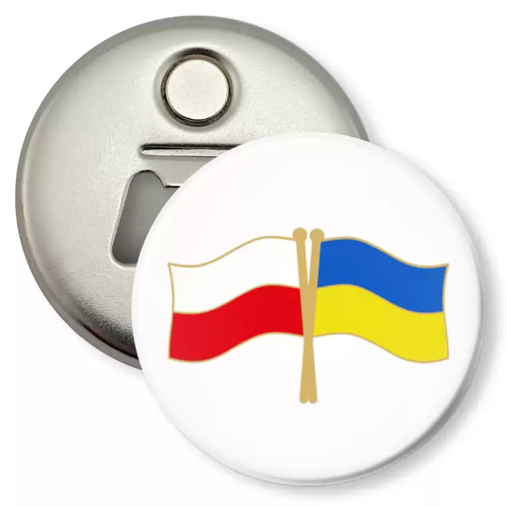 przypinka otwieracz-magnes Polska-Ukraina flagi