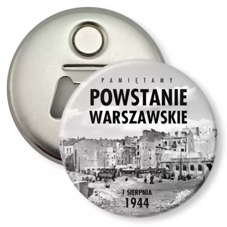 przypinka otwieracz-magnes Powstanie Warszawskie stare zdjęcie