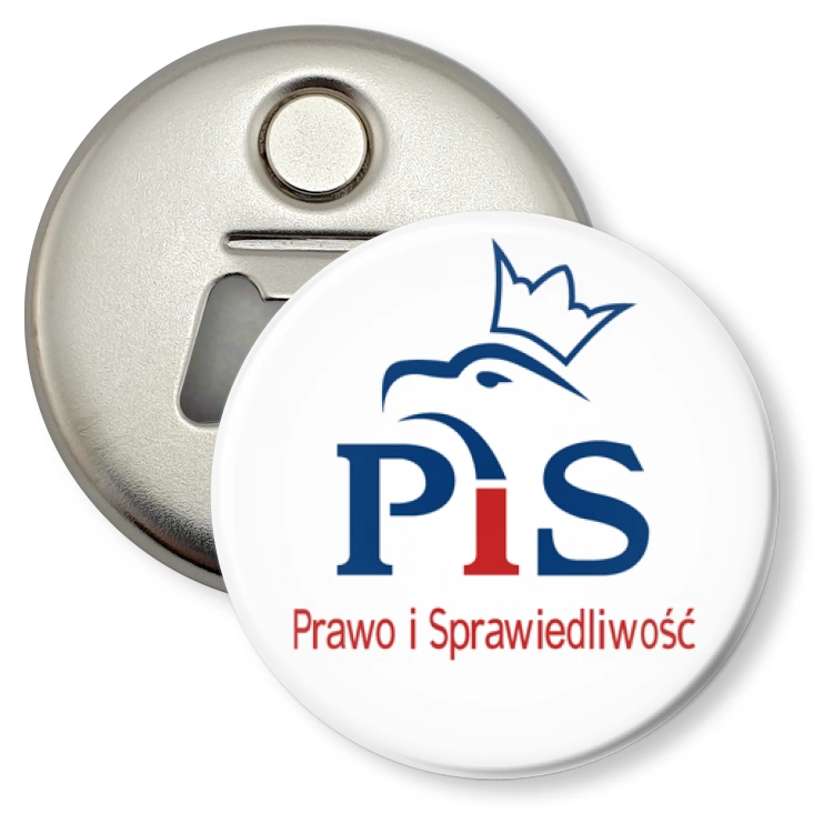 przypinka otwieracz-magnes Prawo i Sprawiedliwość PiS