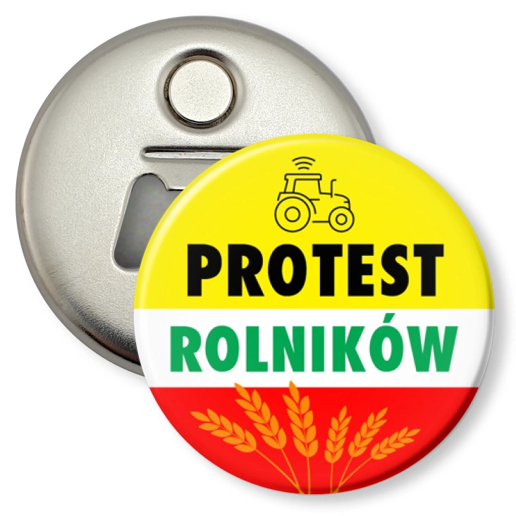 przypinka otwieracz-magnes Protest rolników