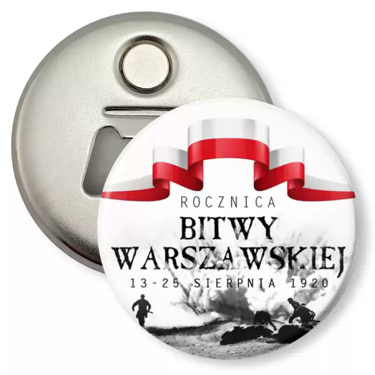 przypinka otwieracz-magnes Rocznica Bitwy Warszawskiej wstęga biało-czerwona