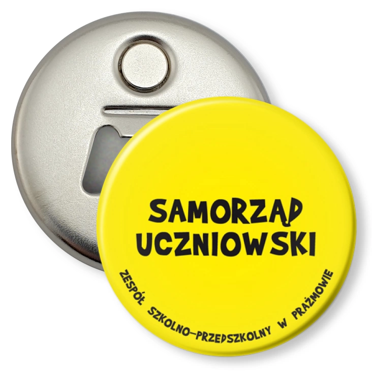 przypinka otwieracz-magnes Samorząd Uczniowski Zespół Szkolno-Przedszkolny w Prażmowie