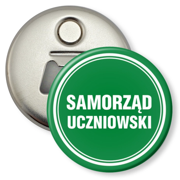 przypinka otwieracz-magnes Samorząd uczniowski zielony