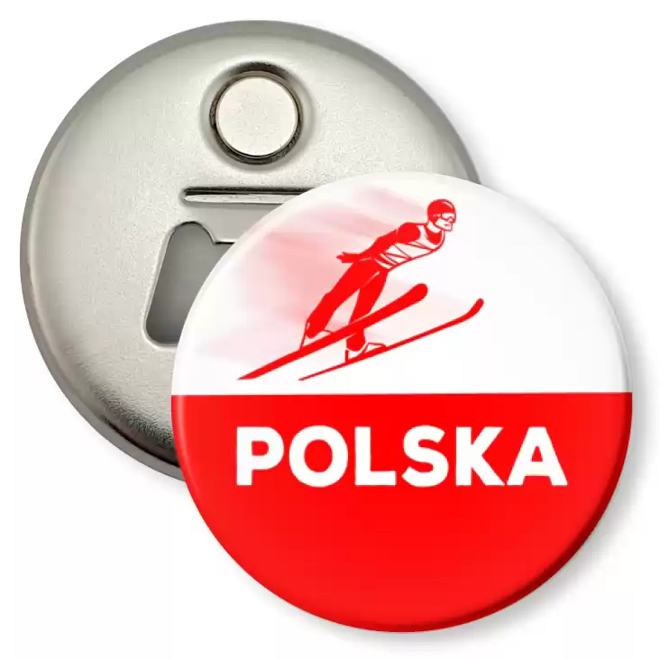 przypinka otwieracz-magnes Skoki narciarskie Polska