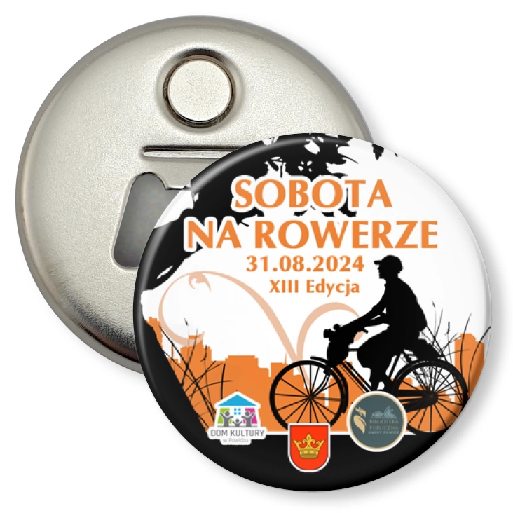 przypinka otwieracz-magnes Sobota na rowerze w Powidzu