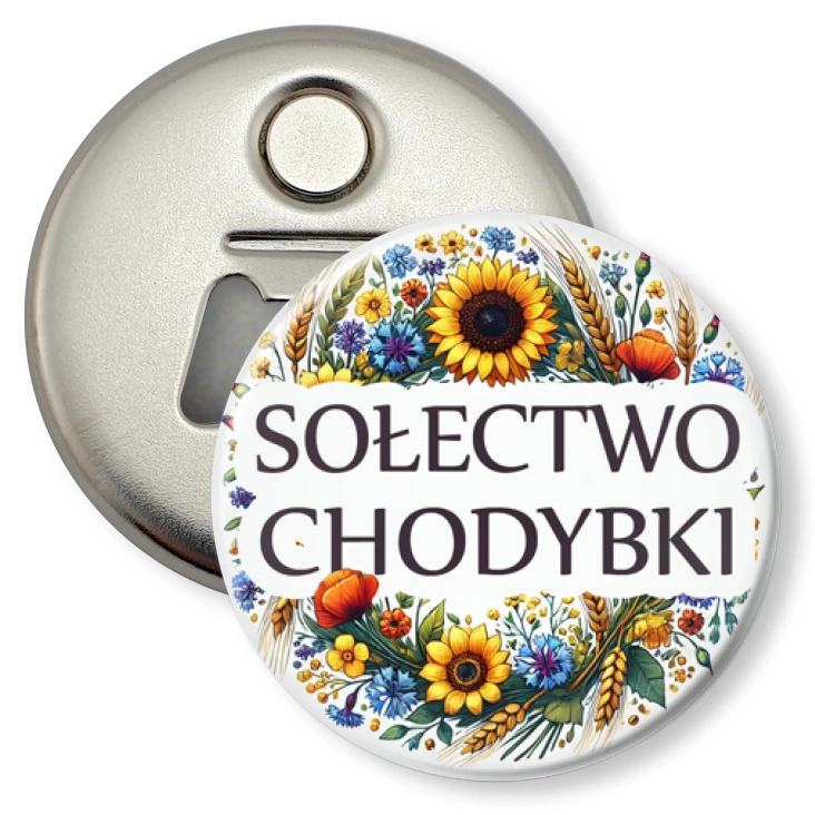 przypinka otwieracz-magnes Sołectwo Chodybki