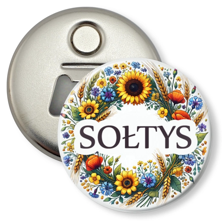 przypinka otwieracz-magnes Sołtys polskie kwiaty polne