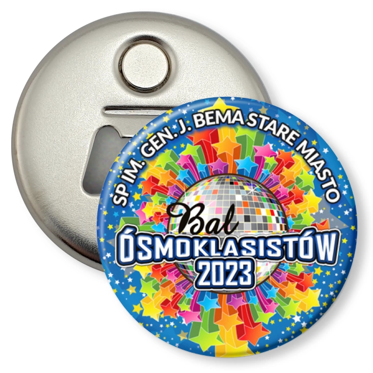 przypinka otwieracz-magnes SP Stare Miasto Bal Ósmoklasistów 2023