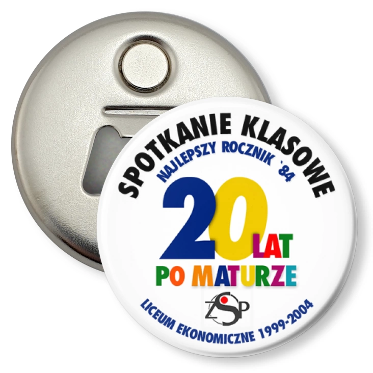 przypinka otwieracz-magnes Spotkanie klasowe 20 lat po maturze