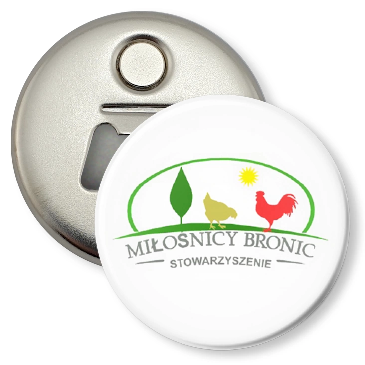 przypinka otwieracz-magnes Stowarzyszenie Miłośnicy Bronic