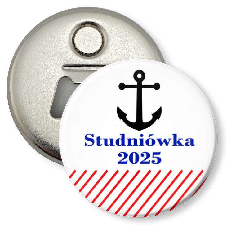 przypinka otwieracz-magnes Studniówka z kotwicą