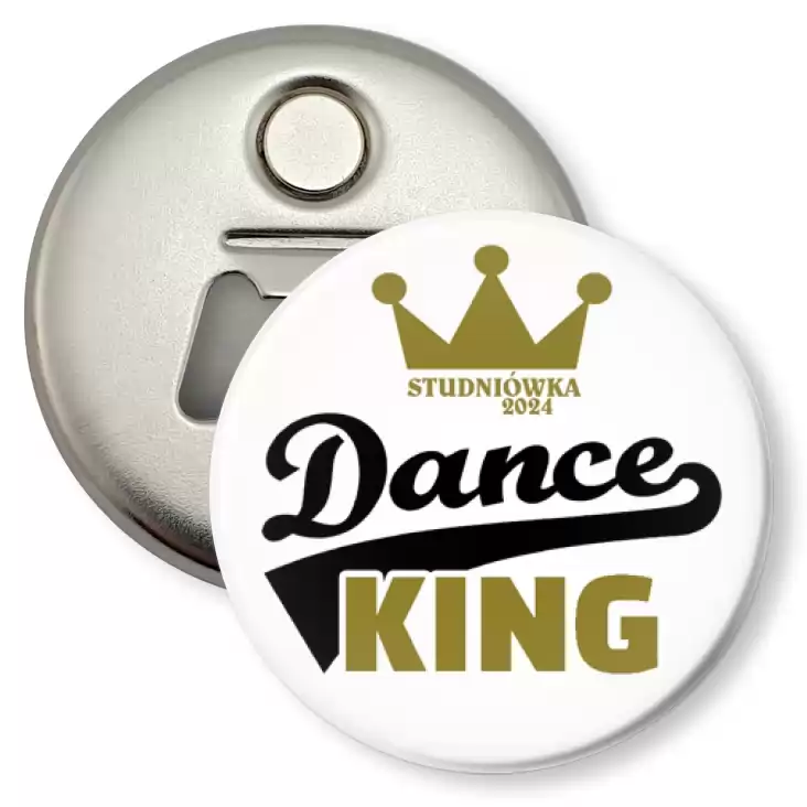 przypinka otwieracz-magnes Studniówka Dance King