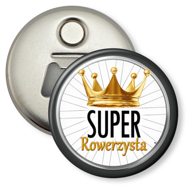 przypinka otwieracz-magnes Super rowerzysta