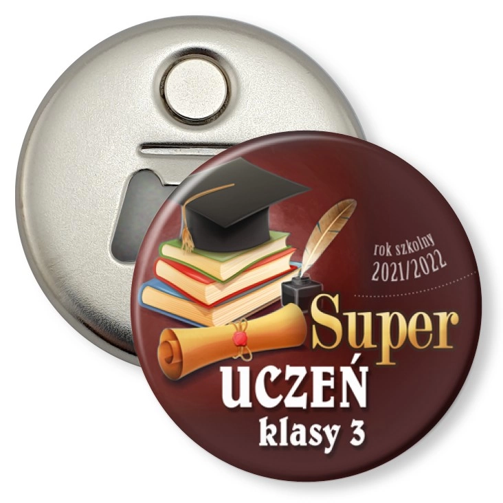 przypinka otwieracz-magnes Super uczeń klasy 3