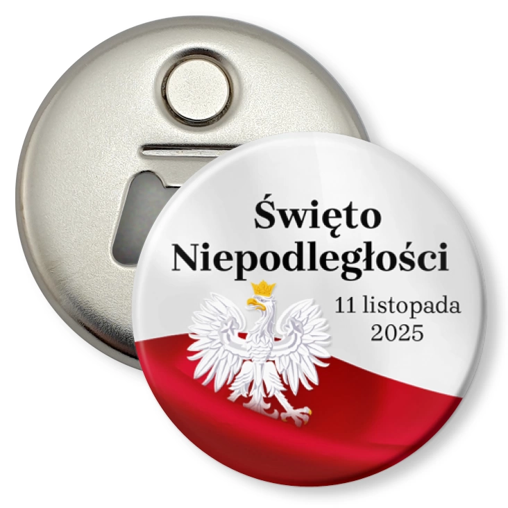 przypinka otwieracz-magnes Święto Niepodległości orzeł i flaga