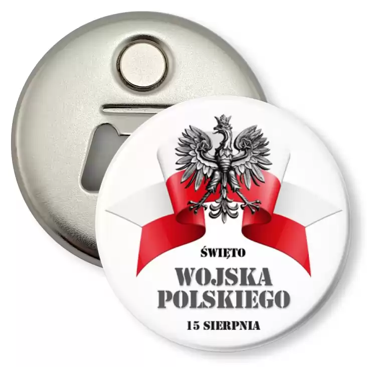 przypinka otwieracz-magnes Święto Wojska Polskiego z orzełkiem