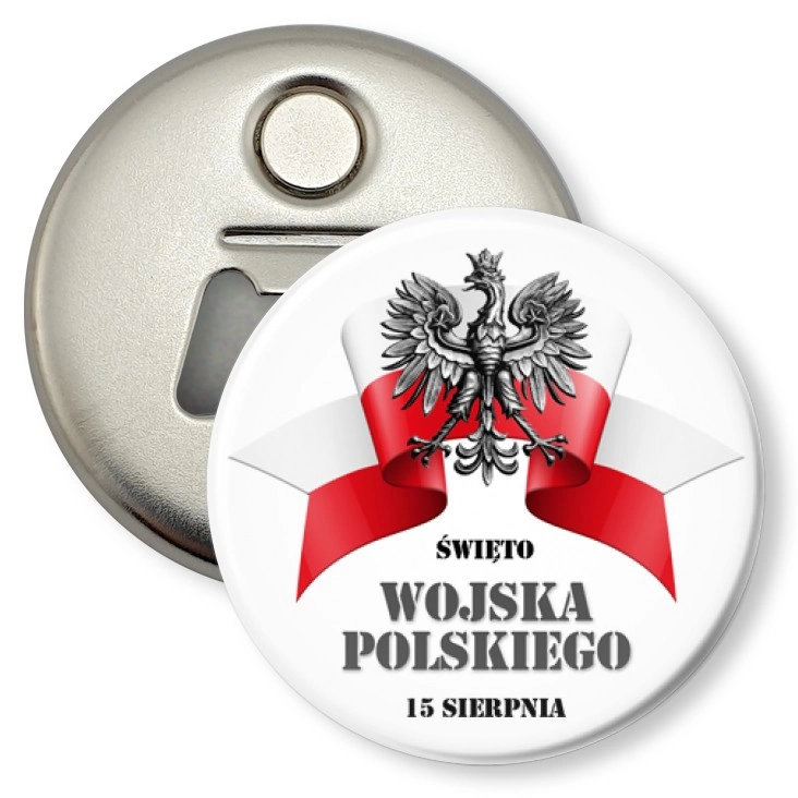 przypinka otwieracz-magnes Święto Wojska Polskiego z orzełkiem