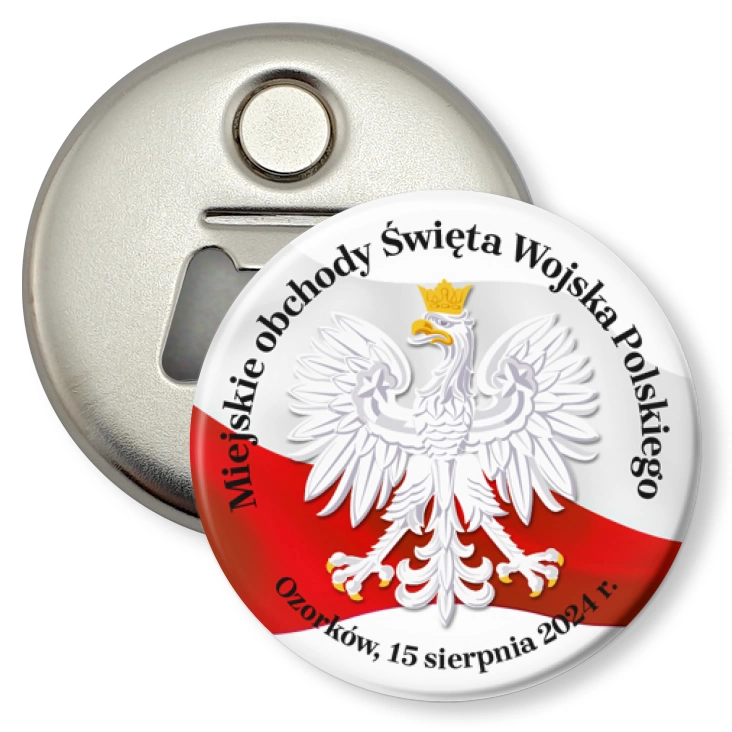 przypinka otwieracz-magnes Święto Wojska Polskiego Ozorków