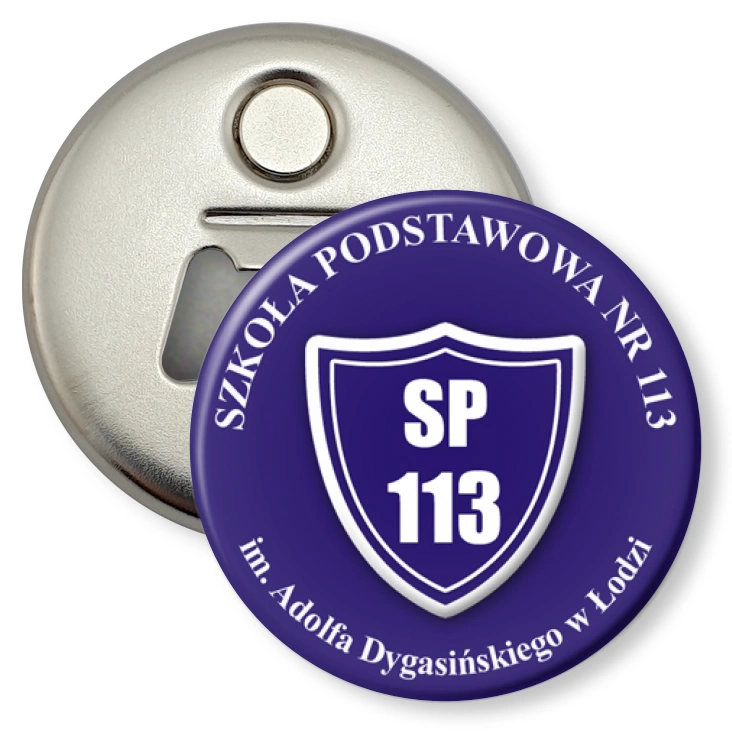 przypinka otwieracz-magnes Szkoła Podstawowa nr 113 w Łodzi