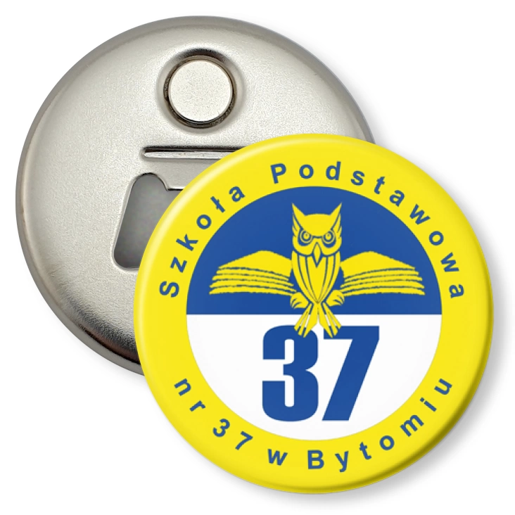 przypinka otwieracz-magnes Szkoła Podstawowa nr 37 w Bytomiu