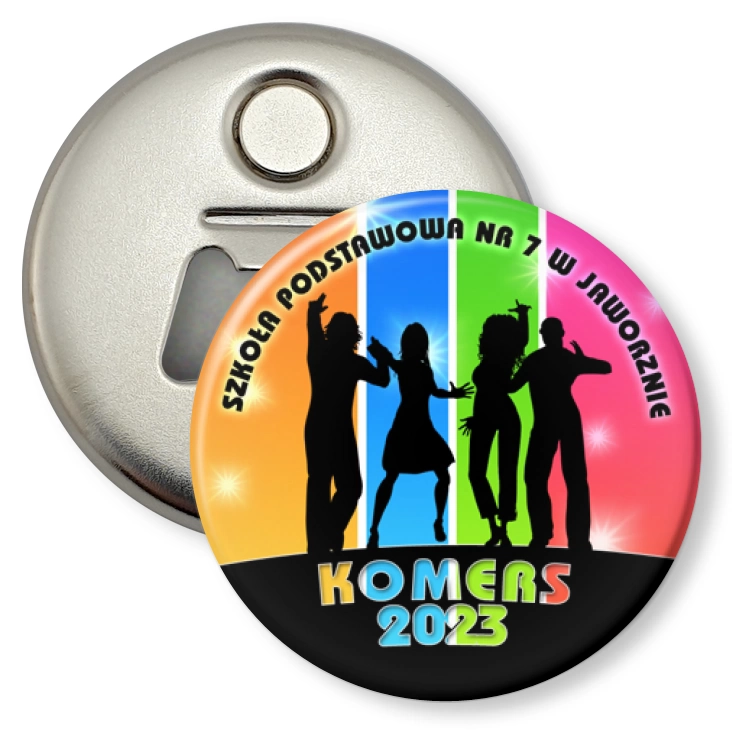 przypinka otwieracz-magnes Szkoła Podstawowa nr 7 w Jaworznie Komers 2023