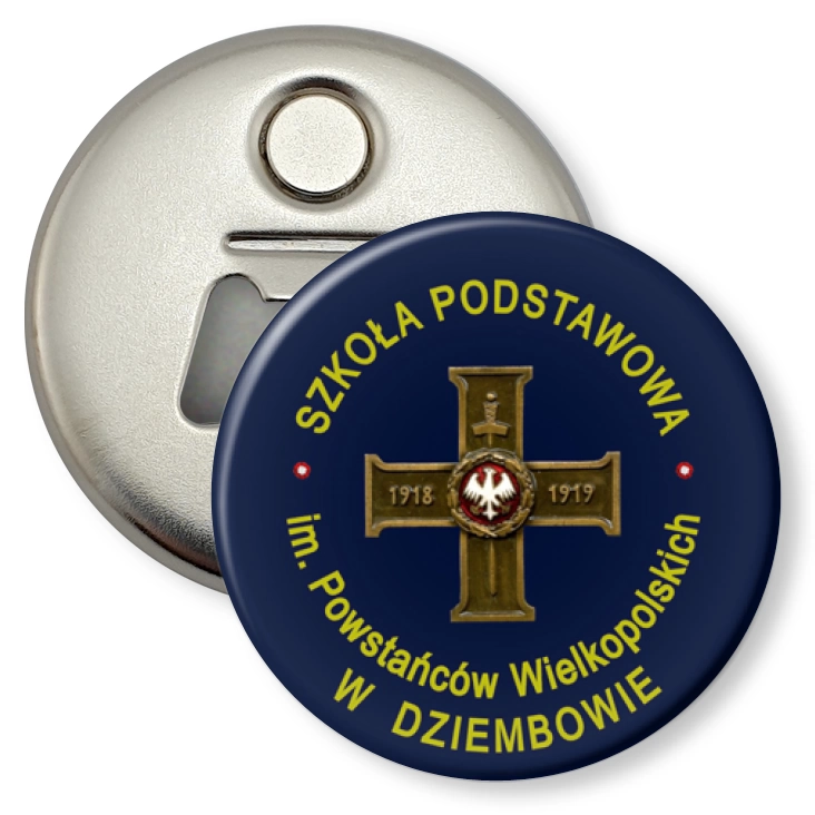 przypinka otwieracz-magnes Szkoła Podstawowa w Dziembowie