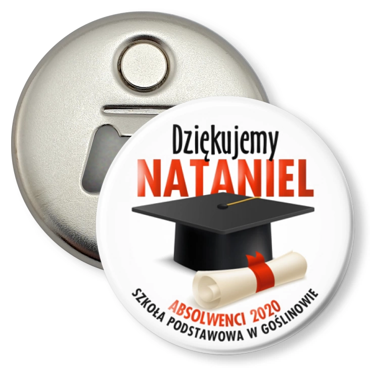 przypinka otwieracz-magnes Szkoła Podstawowa w Goślinowie