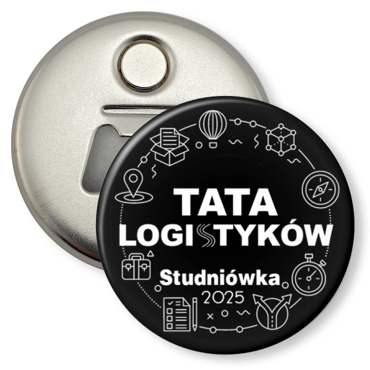 przypinka otwieracz-magnes Tata logistyków studniówka