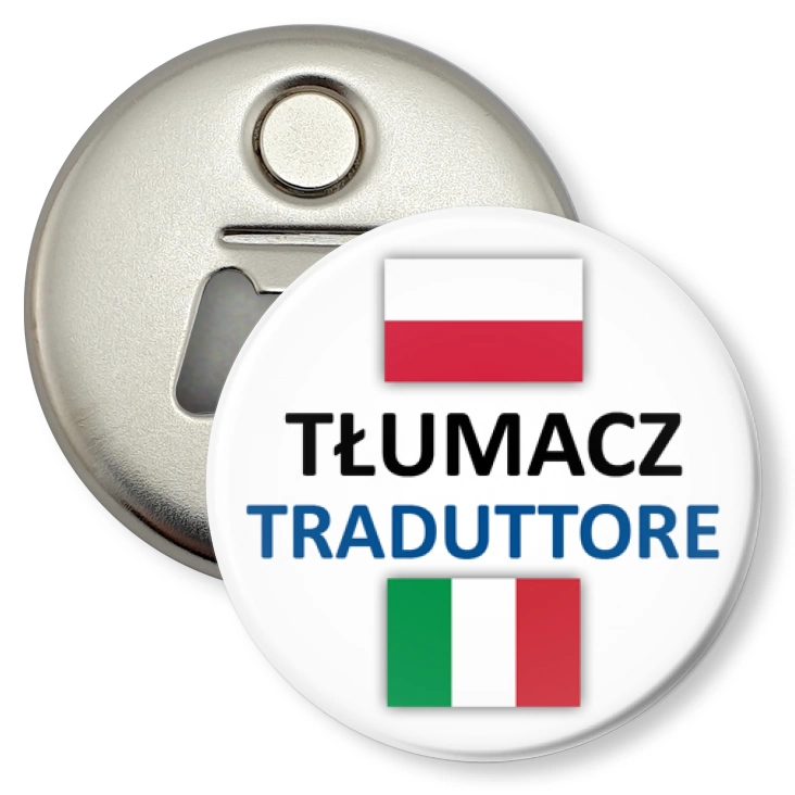 przypinka otwieracz-magnes Tłumacz polski włoski