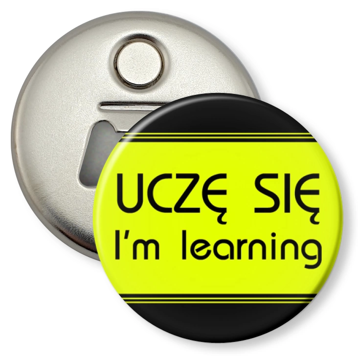przypinka otwieracz-magnes Uczę się learning