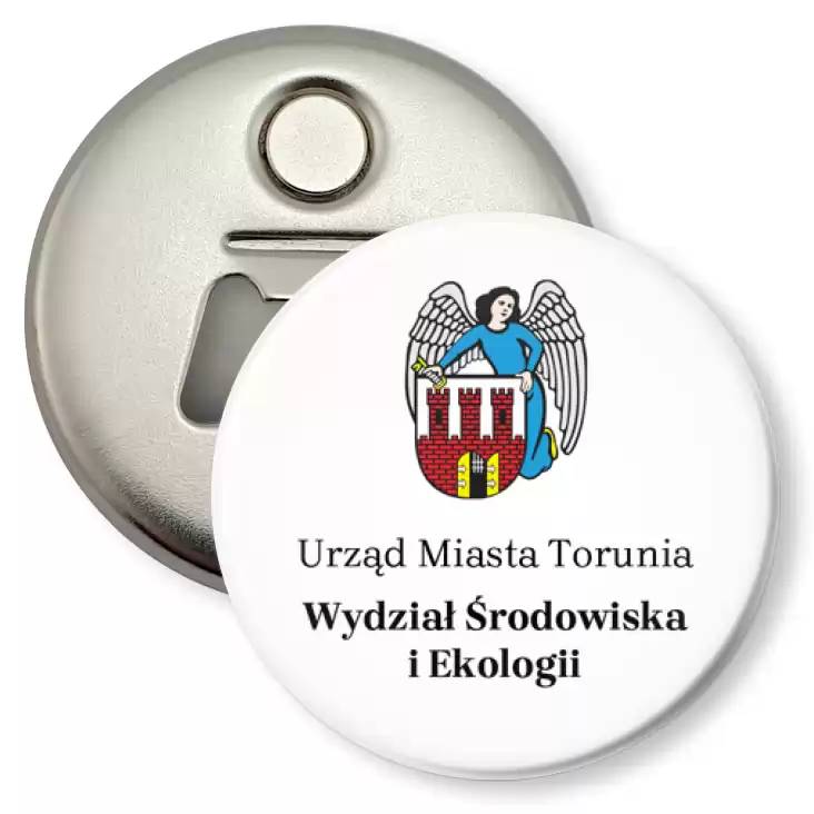 przypinka otwieracz-magnes Urząd Miasta Toruń Wydział Środowiska i Ekologii