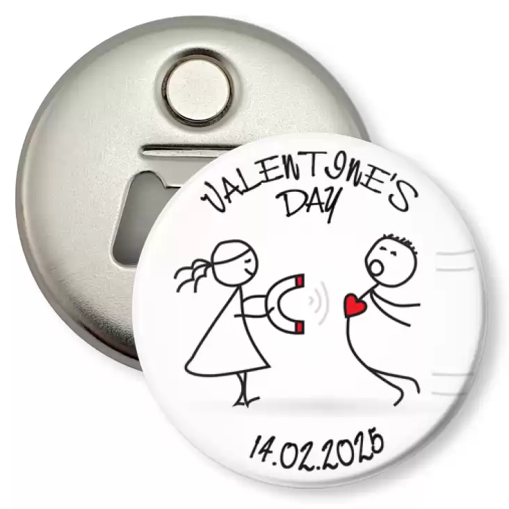 przypinka otwieracz-magnes Valentine Day magnes i serce