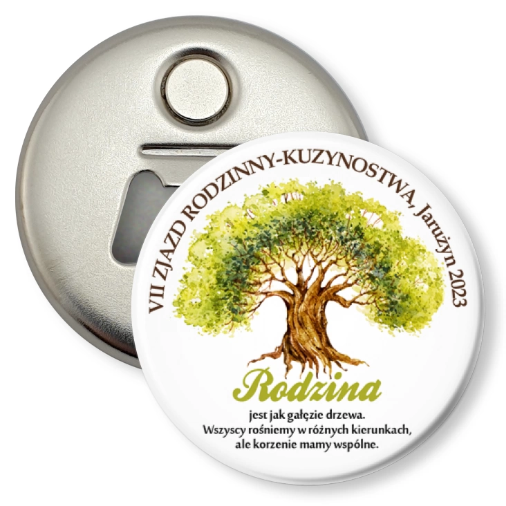 przypinka otwieracz-magnes VII Zjazd Rodzinny Jarużyn 2023