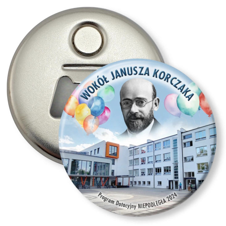 przypinka otwieracz-magnes Wokół Janusza Korczaka