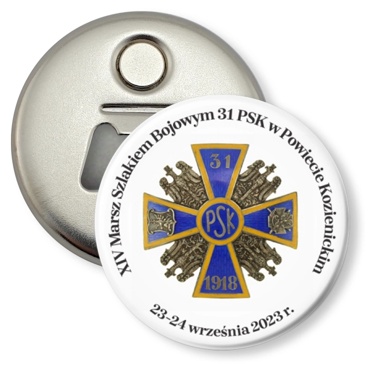 przypinka otwieracz-magnes XIV Marsz Szlakiem Bojowym 31 PSK w Powiecie Kozienickim