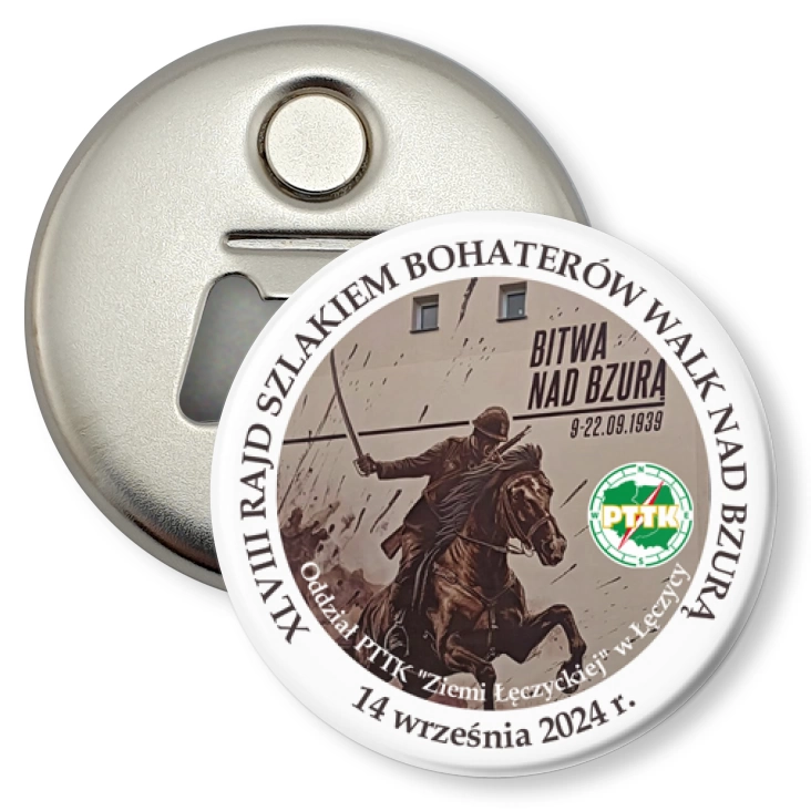 przypinka otwieracz-magnes XLVIII Rajd Szlakiem Bohaterów Walk nad Bzurą