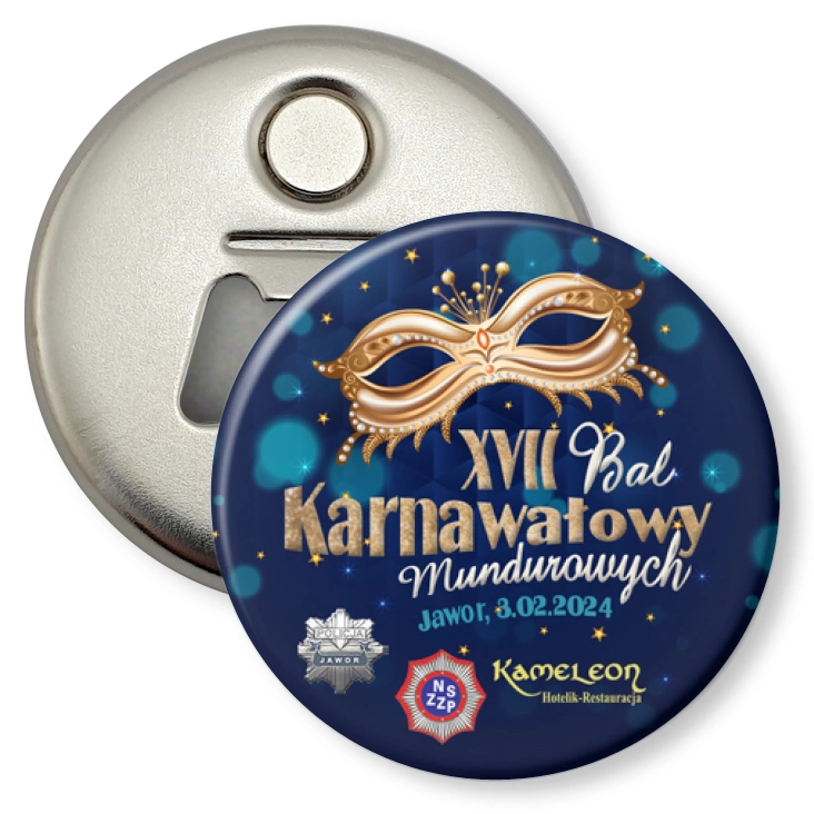 przypinka otwieracz-magnes XVII Bal Karnawałowy Mundurowych