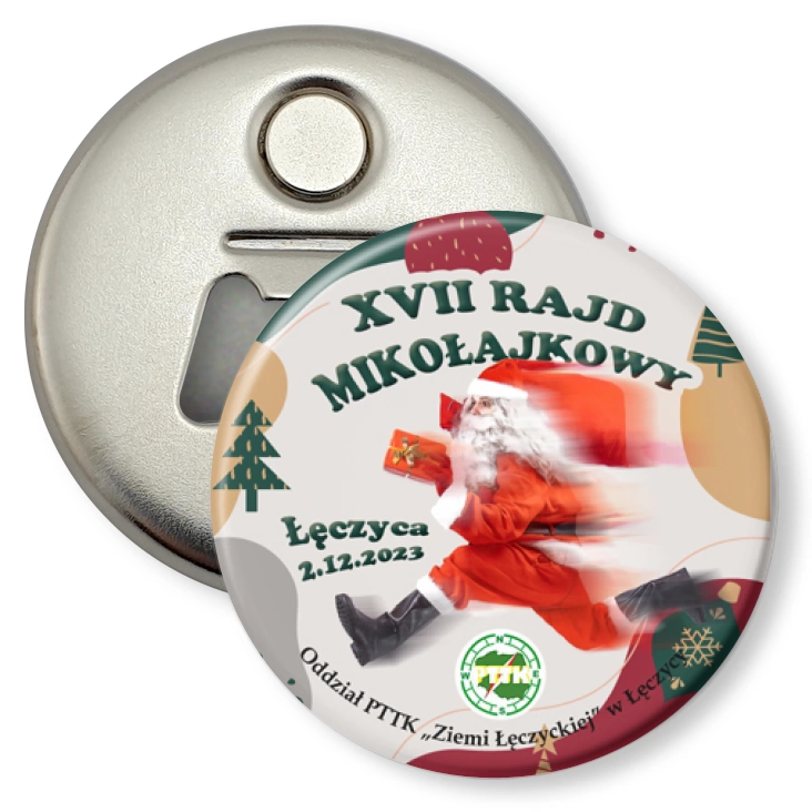 przypinka otwieracz-magnes XVII Rajd Mikołajkowy PTTK Łęczyca