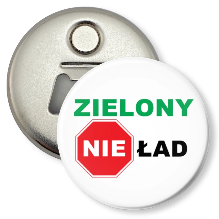 przypinka otwieracz-magnes Zielony NIEład