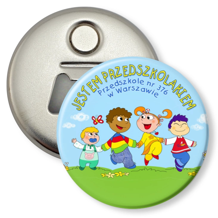 przypinka otwieracz-magnes Przedszkole nr 376 w Warszawie