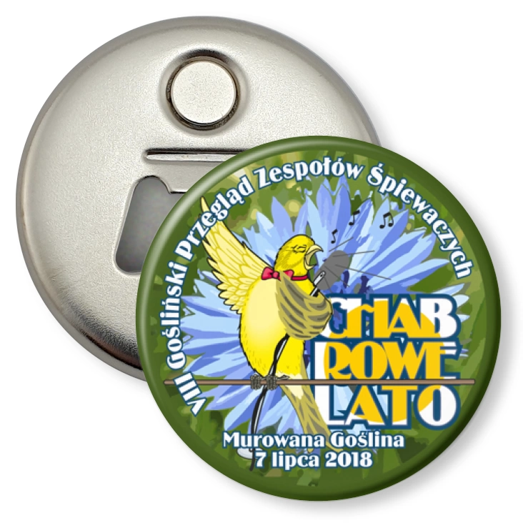 przypinka otwieracz-magnes Chabrowe Lato 2018