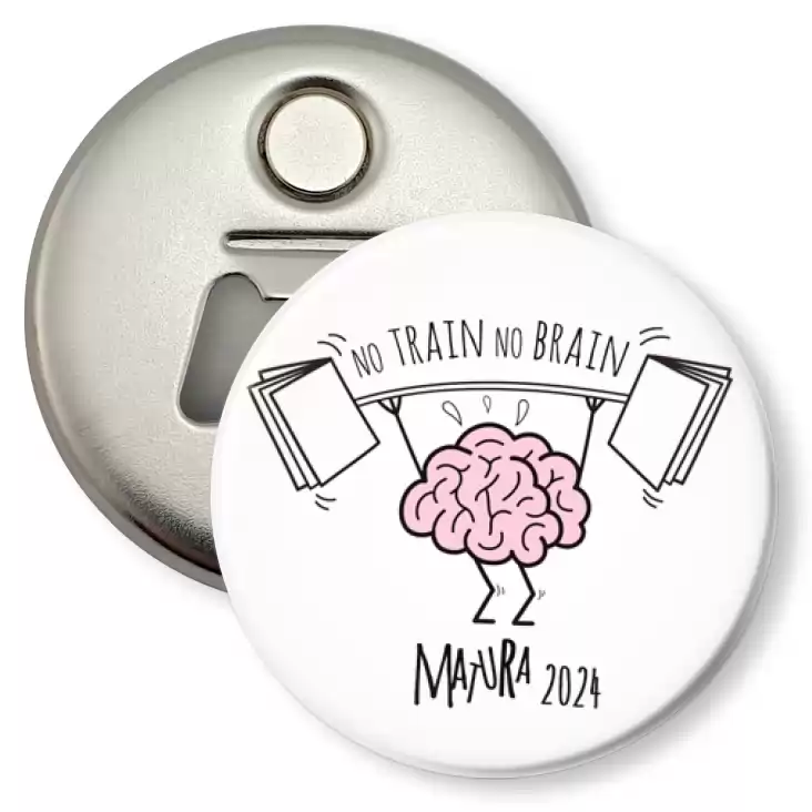 przypinka otwieracz-magnes Matura trenuj swój mózg