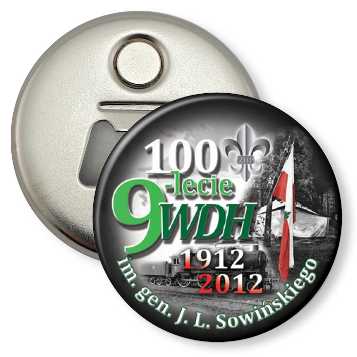 przypinka otwieracz-magnes 100-lecie 9 WDH