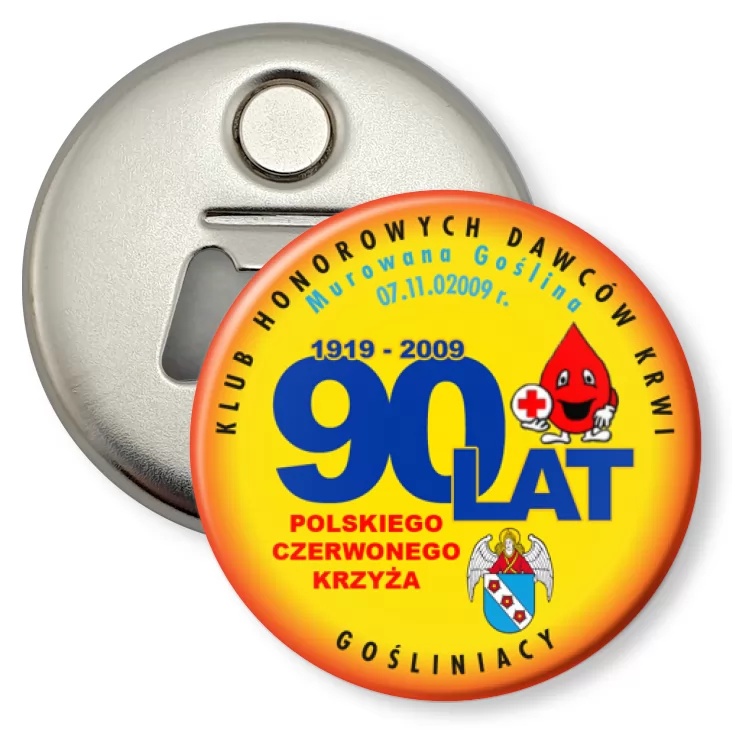 przypinka otwieracz-magnes 90 lat PCK